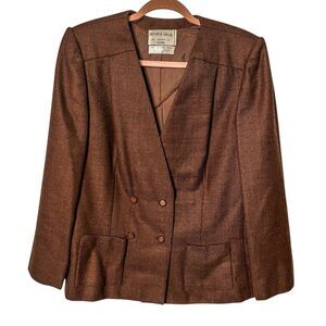 Vintage André Laug for Audrey Brown Blazer Italy Quiet Luxury 1970s–80s Size 14